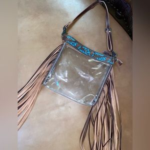 Clear fringe crossbody